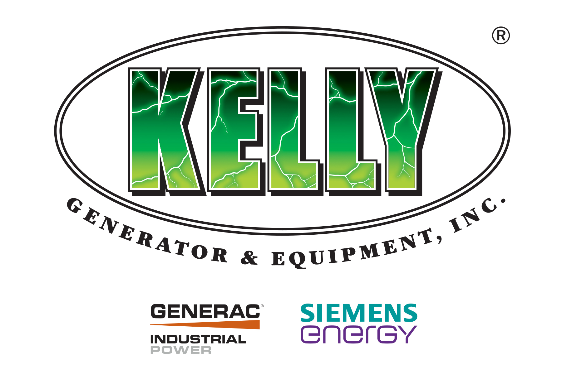 Kelly Generator and Equipment logo with Generac & Siemens